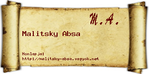 Malitsky Absa névjegykártya